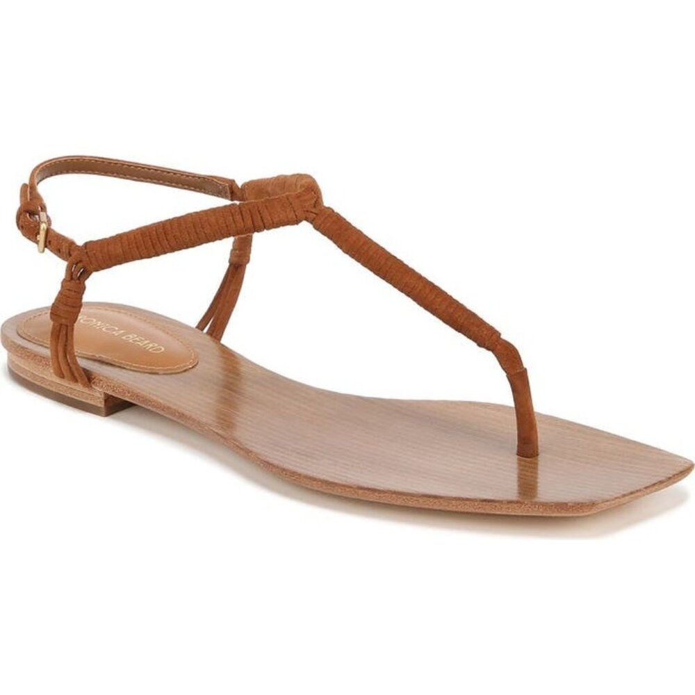 NEW Veronica Beard Amelia Ankle Strap Sandal caramel flat (Women) size 6.5